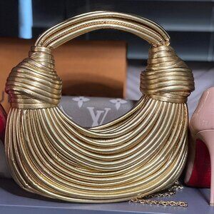 Gold Metallic Hand-Woven Evening Handbag